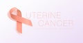 Uterine Cancer Awareness Calligraphy Poster Design. Realistic Peach Ribbon. September is Cancer Awareness Month.