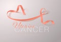 Uterine Cancer Awareness Calligraphy Poster Design. Realistic Peach Ribbon. September is Cancer Awareness Month. Vector