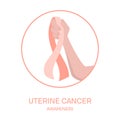 Uterine cancer awareness ribbon in hand medical illustration