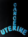 uterine cancer disease name displayed on cross puzzle style illustration