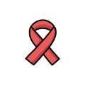 Uterine or endometrial cancer awareness ribbon doodle icon, vector color line illustration