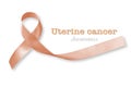 Uterine and Gynecologic Cancer Awareness peach color ribbon isolated with clipping path