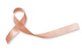 Uterine and Gynecologic Cancer Awareness peach color ribbon isolated on white background with clipping path