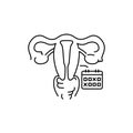 Uterine myoma color line icon. Gynecology problem