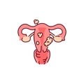 Uterine myoma color line icon. Gynecology problem