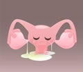 Uterus cartoon sadness because of leucorrhoea