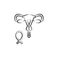 Uterus day, woman health hand drawn icon. One of the women health icons for websites, web design, mobile app