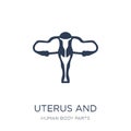 Uterus and Fallopian tube icon. Trendy flat vector Uterus and Fa