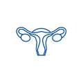 Uterus,female gynecology line icon concept. Uterus,female gynecology flat vector symbol, sign, outline illustration.