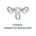 Uterus,female gynecology vector line icon, linear concept, outline sign, symbol Royalty Free Stock Photo