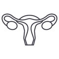 Uterus,female gynecology vector line icon, sign, illustration on background, editable strokes
