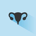 Uterus human icon with shade on blue background Royalty Free Stock Photo