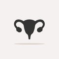 Uterus human icon with shadow on beige background Royalty Free Stock Photo