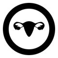 Uterus icon black color in circle