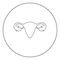 Uterus icon black color in circle