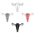 Uterus icon in cartoon,black style isolated on white background. Organs symbol stock vector illustration. Royalty Free Stock Photo