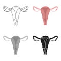 Uterus icon in cartoon style isolated on white background. Organs symbol stock vector illustration.