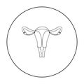 Uterus icon in outline style isolated on white background. Pregnancy symbol stock vector illustration.