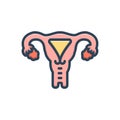 Color illustration icon for Uterus, ovary and womb