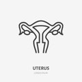 Uterus line icon, vector pictogram of female organ. Womb illustration, sign for gynecology clinic