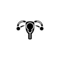 Uterus ovaries black icon concept. Uterus ovaries flat vector symbol, sign, illustration. Royalty Free Stock Photo