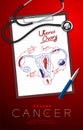 Uterus and Ovaries Cancer and infection, Doctor writing and hand sketch drawing on paper chart with pad, pen and stethoscope,