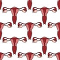 Uterus seamless doodle pattern