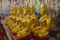 UTHAI THANI PROVINCE, THAILAND - August, 2016: Golden Buddha statue at Cathedral glass, Wat Tha Sung or Wat Chantharam Royalty Free Stock Photo