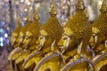 UTHAI THANI PROVINCE, THAILAND - August, 2016: Golden Buddha statue at Cathedral glass, Wat Tha Sung or Wat Chantharam Royalty Free Stock Photo