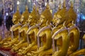 UTHAI THANI PROVINCE, THAILAND - August, 2016: Golden Buddha statue at Cathedral glass, Wat Tha Sung or Wat Chantharam Royalty Free Stock Photo