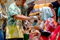 UTHAI THANI, THAILAND - April 13 Children are asking for blessings from adults on the day of the Songkran festival, which is a big