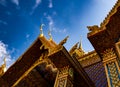 Uthaithani, 18 December, 2018: beautiful golden temple with beautiful blue sky at Wat Tha-sung, Thailand.