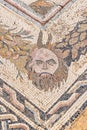 Roman mosaic floor with the head of a satyr at the Uthina Archaeological Site Royalty Free Stock Photo