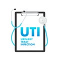 UTI - Urinary tract infection label, medical concept. Vector stock illustration. Royalty Free Stock Photo