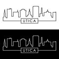 Utica city skyline. Linear style.