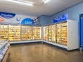 Utica, New York - Oct 24, 2023: Landscape View of the Dairy and Juice Aisle of Price Rite Marketplace. It is a Chain of