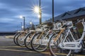 UTICA, NY, USA - JAN. 22, 2018: Zagster Bike Share at Utica Historic Marina or as locally known as Aqua Vino Located on 16 Harbor