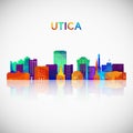 Utica skyline silhouette in colorful geometric style. Royalty Free Stock Photo