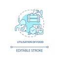 Utilisation of food turquoise concept icon