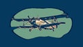 Old Antonov AN-2 airplane vectorized navy green