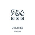 utilities icon vector from removals collection. Thin line utilities outline icon vector illustration. Linear symbol for use on web