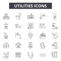 Utilities line icons, signs, vector set, outline illustration concept