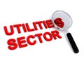 Utilities sector with magnifying glass on white