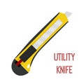 Utility knife, cutter, stationary blade, razor. Cartoon flat sty