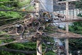 Utility pole with congested electrical wires, Bangkok, Thailand