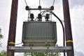 Utility pole with electricity transformer Royalty Free Stock Photo