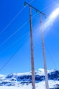 Utility pole in mountains Royalty Free Stock Photo