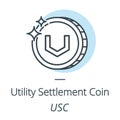 Utility settlement coin USC cryptocurrency coin line, icon of virtual currency