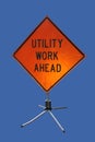 Utility work ahead sign Royalty Free Stock Photo