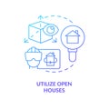 Utilize open houses blue gradient concept icon